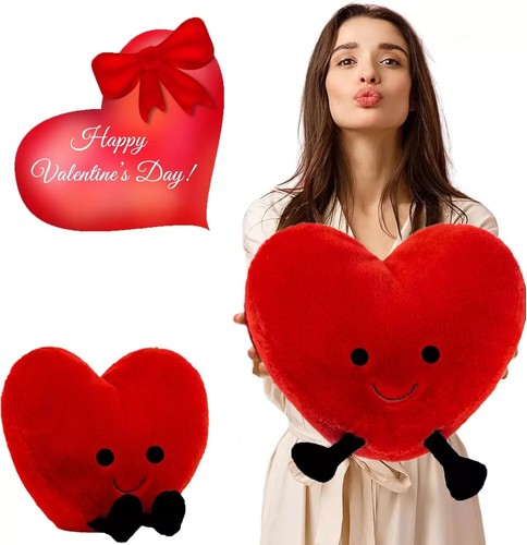 Cute Red Heart Stuffed Plush, Valentine'S Day Red Heart Pillow Plushies Toy, Sof