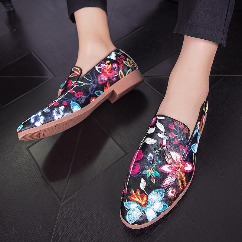 SAOLA Mocassini uomo formali scarpe mocassini stampa floreale pelle nappa scarpe da sposa