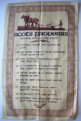 Scottish  Proverb pawky and couthy saws  kitchen towel