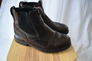 dark brown leather timberlands