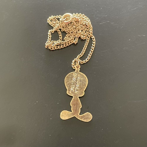 Tweety Bird Cartoon Pendant Enameled Necklace Vintage NOS - Picture 2 of 3