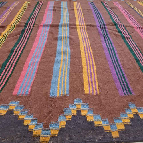 Handmade Moroccan Wool Rug Blue Red Pink Purple Stripe Fringe Berber Carpet 10x6 - Picture 14 of 24