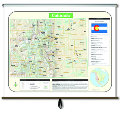 Colorado Large Scale Shaded Relief Wall Map on Roller