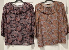 Uniqlo JW Anderson Collab Women Lot Of 2 Med Multicolor Peasant Blouses Paisley