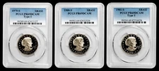 1979-S Ty. 1, 1980-S, 1981-S Ty. 1 Susan B. Anthony Dollars Set PCGS PR69DCAM !!