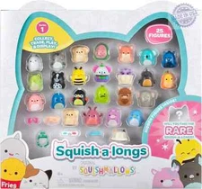 Squish-a-longs 25 Pack - Series 1 - 25x 1” Mini-Squish w/ 5 Accessories, Ring