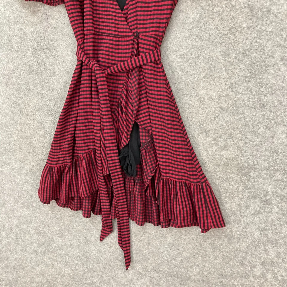 Mono Zara Mujer Talla S Pequeño Manga Corta Cuello en V Cinturón Cuadros Rojo 20731 Foto 3 de 4