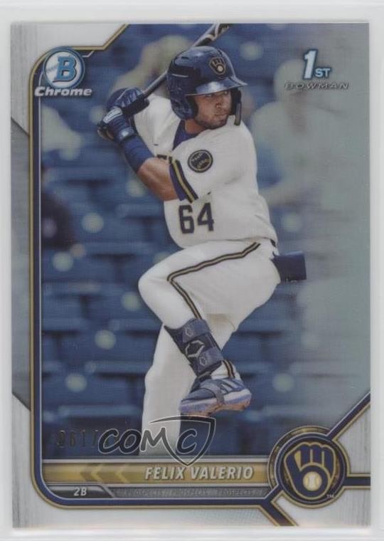 2022 Bowman Chrome Prospects Refractor 61/499 Felix Valerio #BCP-128 0nr3