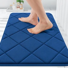 30x20 Memory Foam Bath Mat, Navy, Ultra Soft, Absorbent, Machine Washable