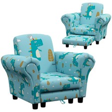 2 Piece Kids Sofa Set with Dinosaur Design, Wooden Frame, for 1.5-3 Years Old, B