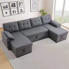 Uimoso U Shaped Storage Sofa Bed Convertible Sleeper Pull Out Couch Loveseat