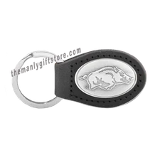 NCAA ARKANSAS RAZORBACK WPS Zep-Pro Leather Concho Key Fob black keychain