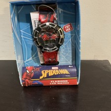 Marvel Spiderman Kids Flashing LCD Watch W/Decorated Band