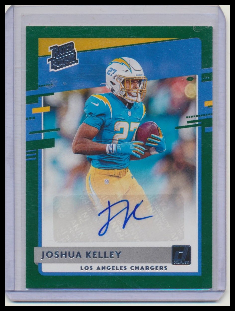 2020 Donruss #338 Joshua Kelley Rated Rookies Autographs Green