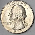 1963 Washington Quarter - Almost Uncirculated (AU) condition - 90% Silver
