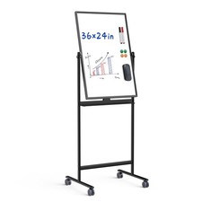 Rolling Whiteboard/w Height Adjustable, 24 X 36 Large Portable Dry Erase Boar...