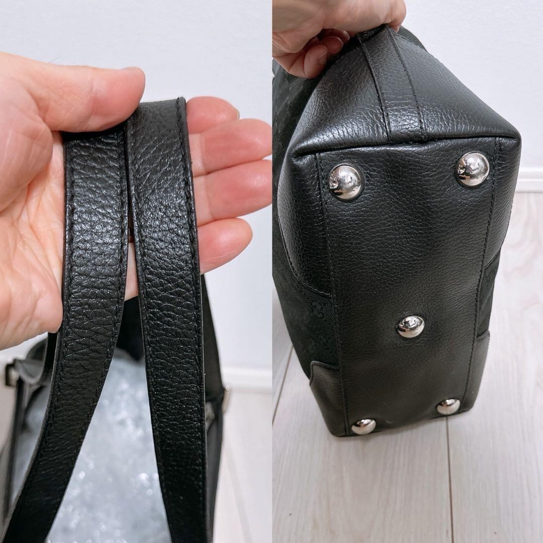 GUCCI G-pattern Canvas Tote Bag Leather Handles Excellent Condition thumbnail 6