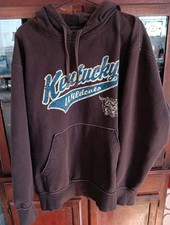Vtg Y2K UNIVERSITY OF KENTUCKY WILDCATS Size Large Brown Hoodie Thre Square Nice