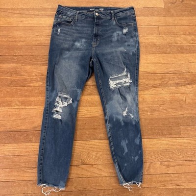 Old Navy Rockstar Super Skinny Jeans 14 Extra High Rise Distressed Ankle b46