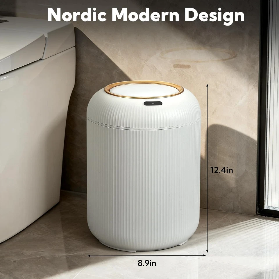 2 Pack Automatic Motion Sensor Trash Can with Lid,3 Gallon Slim Electric Garbage - Image 2 of 4