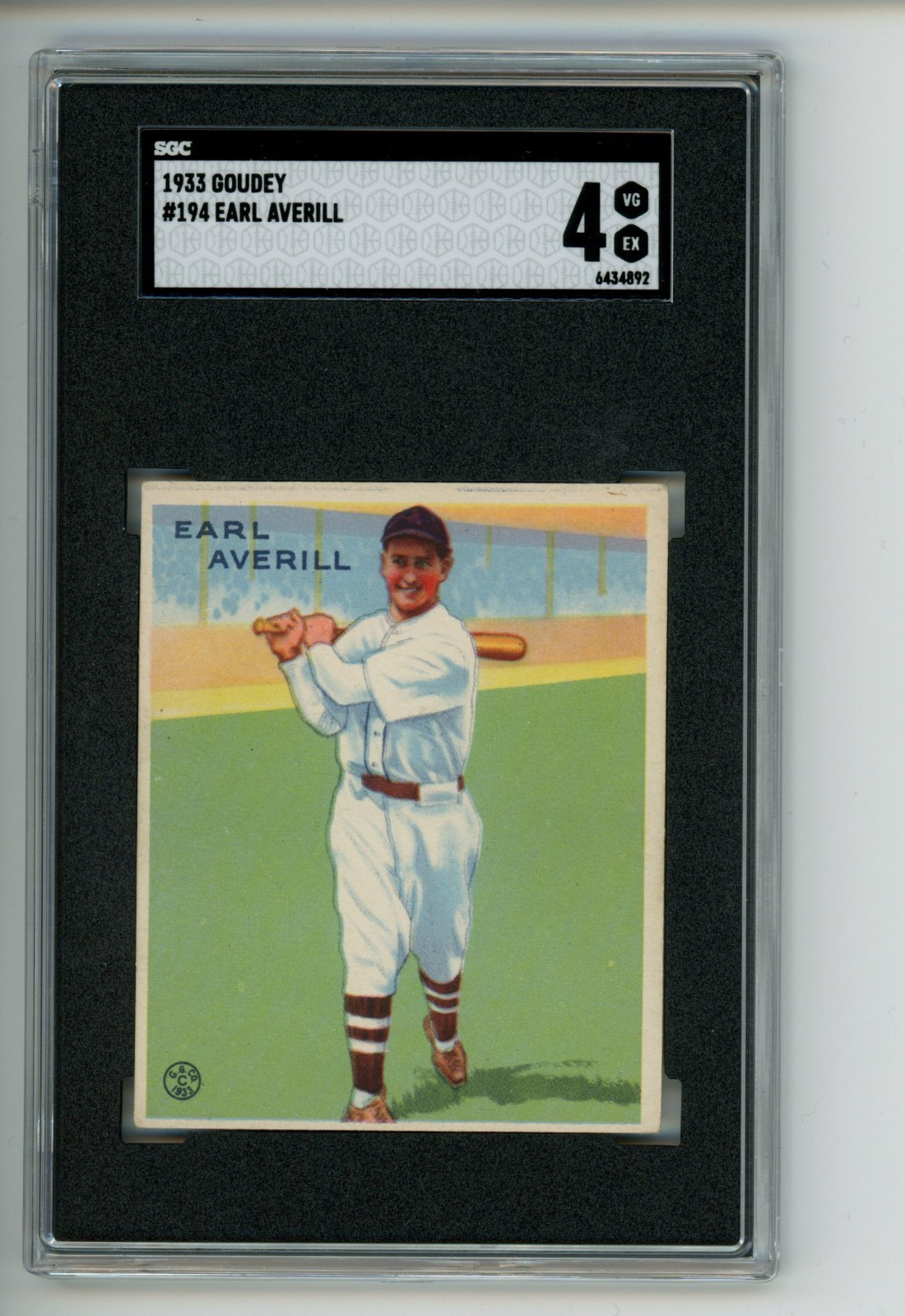 1933 Goudey Earl Averill #194 Cleveland Indians SGC 4