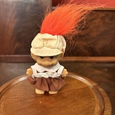 Vintage Russ 3 Thanksgiving Girl Troll Doll Orange Hair Pilgrim Outfit