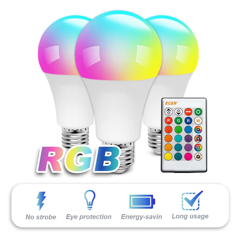 RGB Color Remote Control Light Bulb LED Room Light Intelligent Light ...