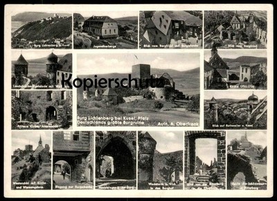OLD POSTCARD CASTLE LICHTENBERG NEAR KUSEL BERGFRIED YOUTH HOSTEL BURGSCHENKE R