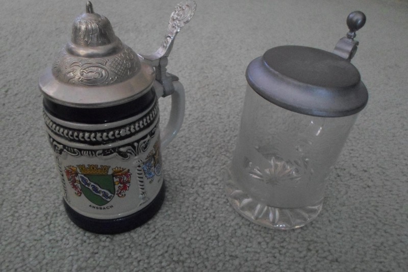 Beer Steins Lot of 2:  Crystal Stein From Austria, Ceramic Stein from Germany
