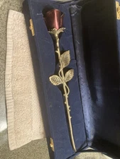 Brass Rose Cremation Keepsake Urn with Original Box