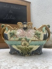 Cache-pot / Jardinière en Barbotine Onnaing Grand Modèle 1900 Style Art Nouveau