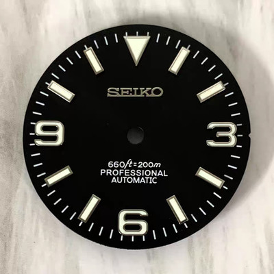 Sand Black Explorer Watch Dial for 7S26 SKX007 Movement 2 Positiions 28.5mm