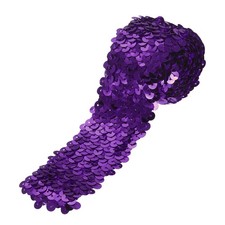 1 Yards 2 Inch Elastic Sequins Trim 5 Row Flat Sequin Strip Deep Purple