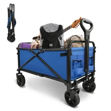 Collapsible Foldable Wagon, Beach Cart Large Capacity, Heavy Duty Folding Wag...