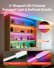 VEVOR 10-Pack 6.6 ft/2M V Shape LED Aluminum Channel, with Milky Cover, End Caps