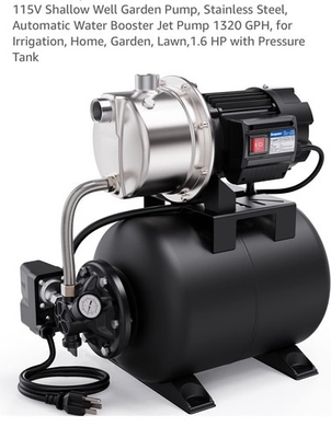 #ad #ad 1320GPH 1.6HP 115V Shallow Well Pump Stainless Steel Pump With Pressure Tank $115.00