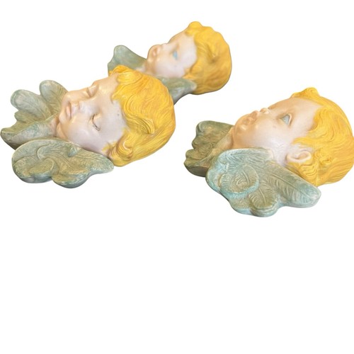 Set 3 Ornamenti Decorazione Parete Ceramica Cherubino Scioto 1987 Dipinti a Mano - Foto 9 di 13