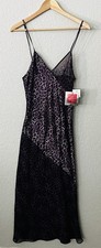 Gloria Vanderbilt Intimates Purple Leopard Night Gown Slip Dress Maxi Sz S