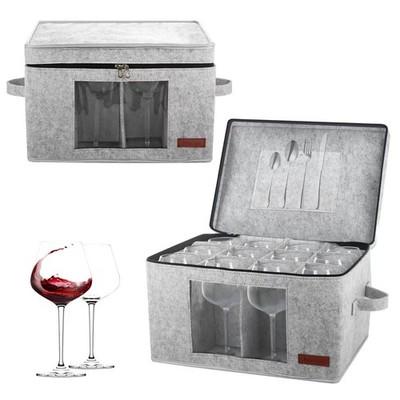 2 Pack Wine Glass Storage Box With Dividers Stemware Storage Containers For Pack