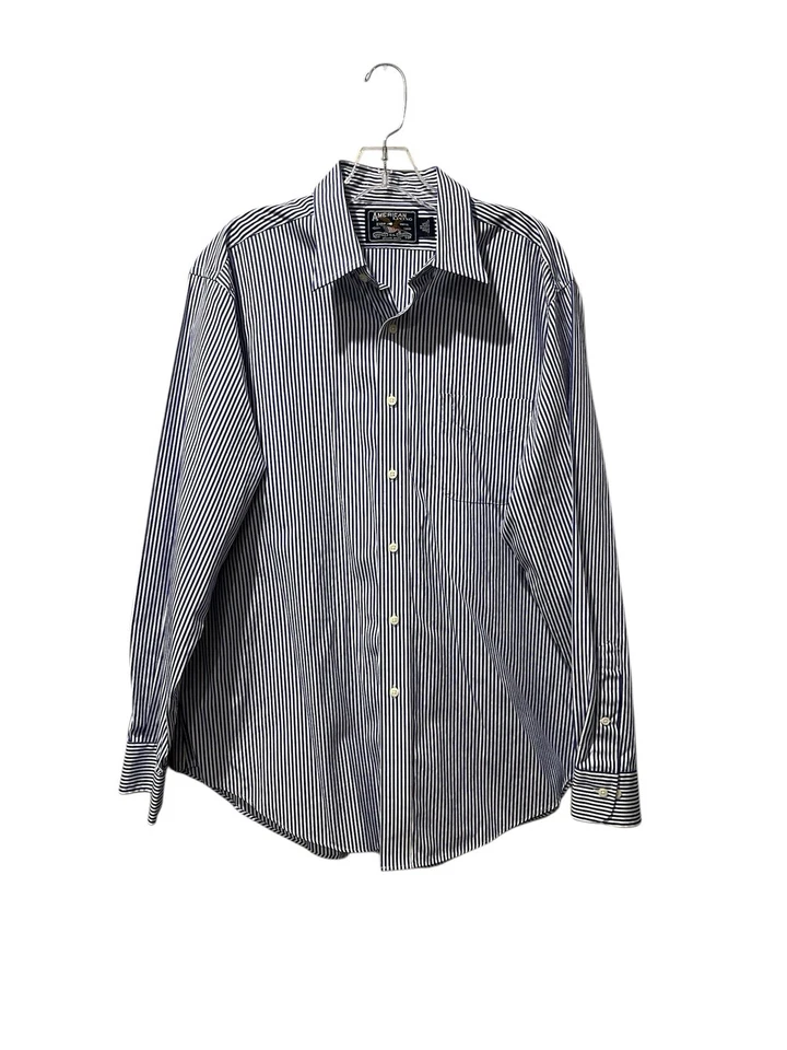 Camisa de manga larga American Living XL a rayas con botones 100 % algodón para hombre Foto 2 de 4