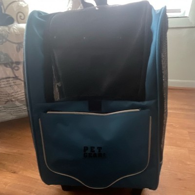 Pet Gear Blue Backpack Carrier for Dogs with Telescoping Handle Mesh Ventilation