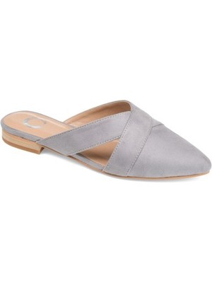 JOURNEE COLLECTION Womens Grey Gray Giada Almond Toe Slip On Mules 10