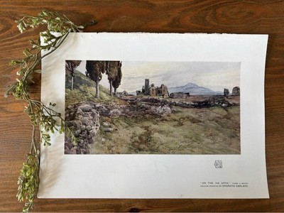 The Studio Print  On the Via Appia  Water Color Unframed Print Onorato Carlandi 