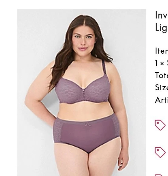 Juego de sujetador y bragas Lane Bryant en talla 46DD y talla 26/28 - Cobertura completa  Foto 2 de 4