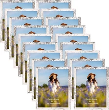 Wooden Bulk 8X10 Picture Frame Set of 18, White Distressed Photo Frames Fits 8 b