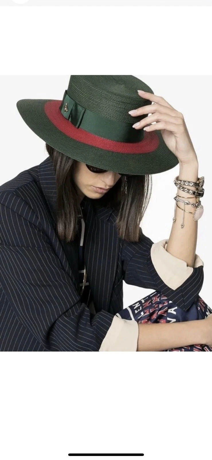Chapeau tissé vert GUCCI 100 % authentique taille : S