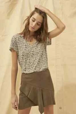 Ba&Sh Taille 34 Tee shirt manches courtes imprimé gris femme T-shirt Floky - Photo 1/4