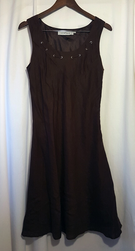 Contemporaine Exclusive Simons Brown Linen A-Line Bias Shift Dress