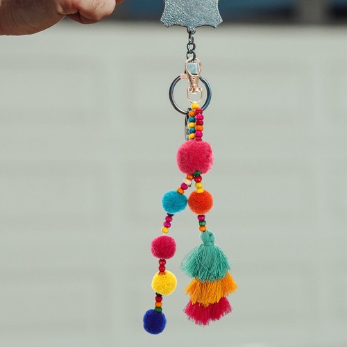 2 Pcs Farbenfroher Wollkugelanhänger Schlüssel Hängender DIY-Anhänger - Zdjęcie 9 z 12