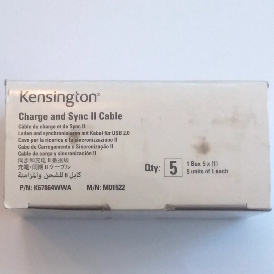 Cable 5 PK Kensington 11.25" USB-A Carga y Sincronización II K67864WWA para iPad iPhone Foto 4 de 4